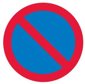 no waiting symbol - blue circle with red outline and diagonal line